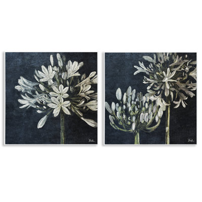 Blossoming Flower Stem 2 PC Wall Plaque Art Set by Patricia Pinto