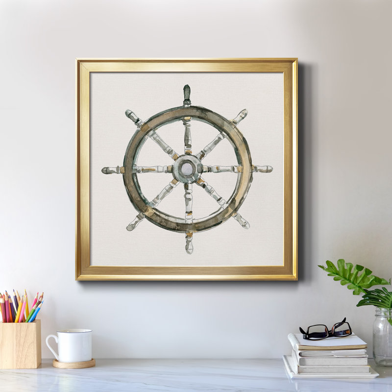 To At Helm I - Toile encadrée de qualité supérieure - prête à être accrochée, H 30,5 po x l 30,5 po x P 1,5 po, Pas de tapis