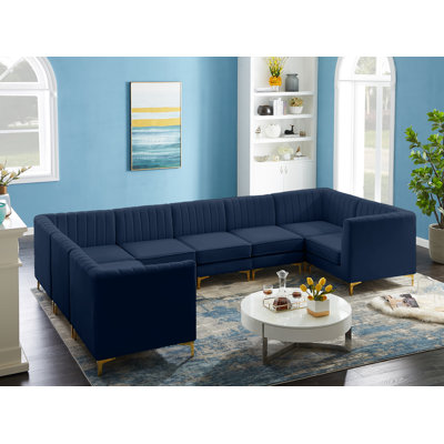 Canapé modulaire en velours réversible de 145 po de largeur Enson