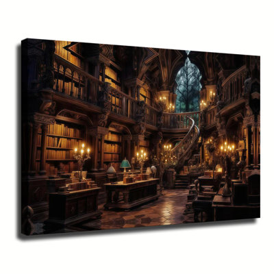 Magical Library Wall Art, Retro Book Lover Gift, Fantasy Books Wall Art, Bibliophile Wall Decor High-Definition Canvas Poster Wall Art Decoration For Modern Room Aesthetics