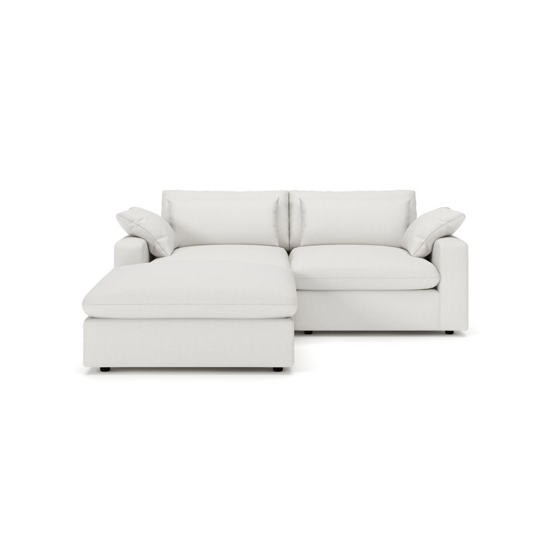 Canapé modulaire réversible 3 pièces Remy, Lin blanc texturé Zuma