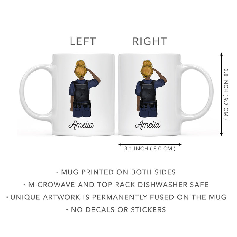 Tasse à café personnalisée, Brun / jaune, femme, agent de police 13, Oui