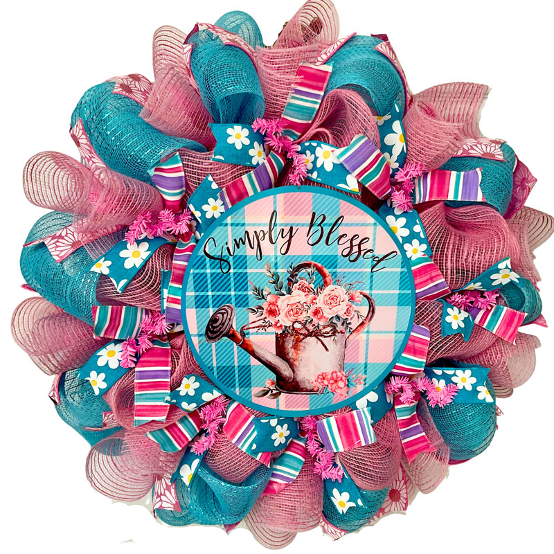 Arrosoir floral turquoise et rose Spring Spring