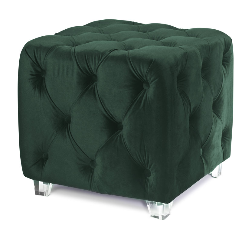 Jaren Velvet Ottoman, Green