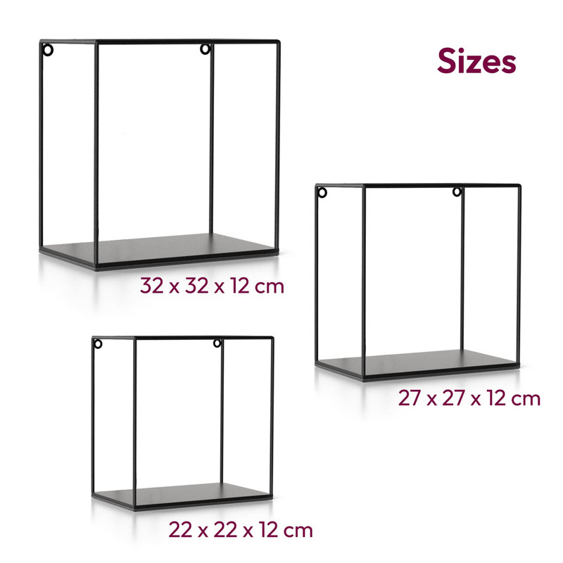 Chacra 3 Piece Square Metal Floating Shelf Set
