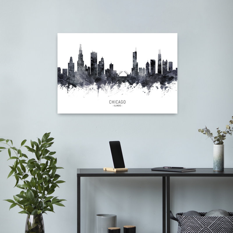 Chicago, Chicago, horizon, architecture contemporaine, art mural, H 16 po x l 24 po