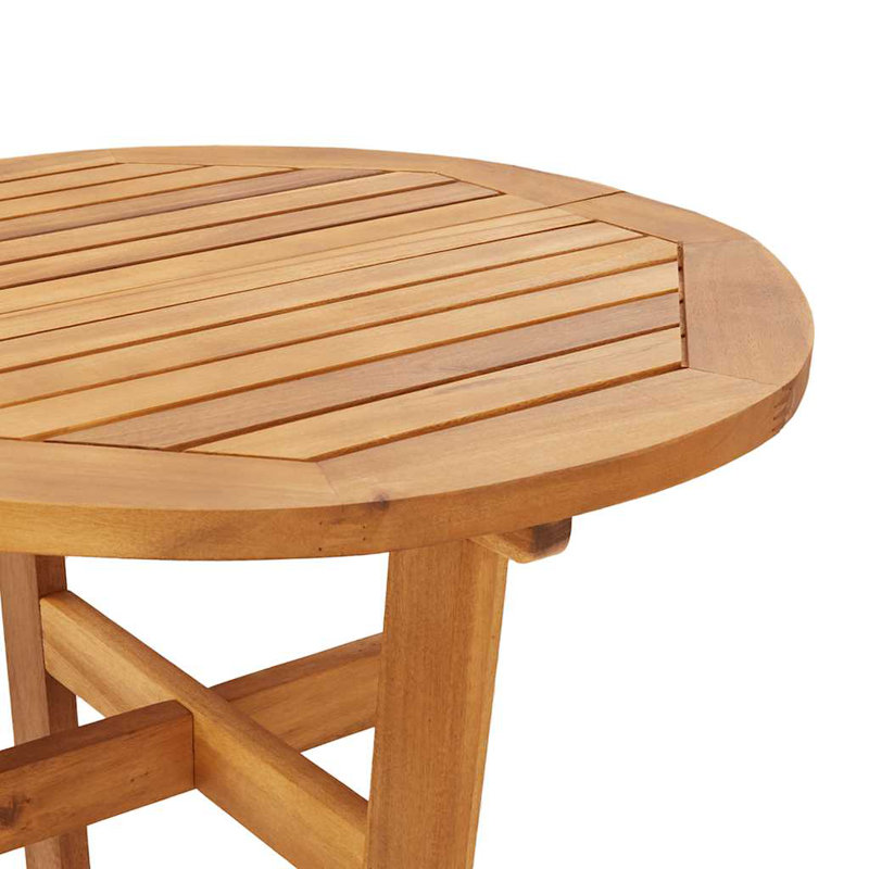 vidaXL Rustic Round Garden Bar Table 23.6" Diameter 41.3" Height Solid Acacia Wood Oiled Finish Indoor Outdoor Use Bistro Style With High Stool Seating Patio Furniture Wooden For Dining