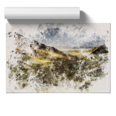Glangesh Pass in Ireland Watercolour - Frameless Print