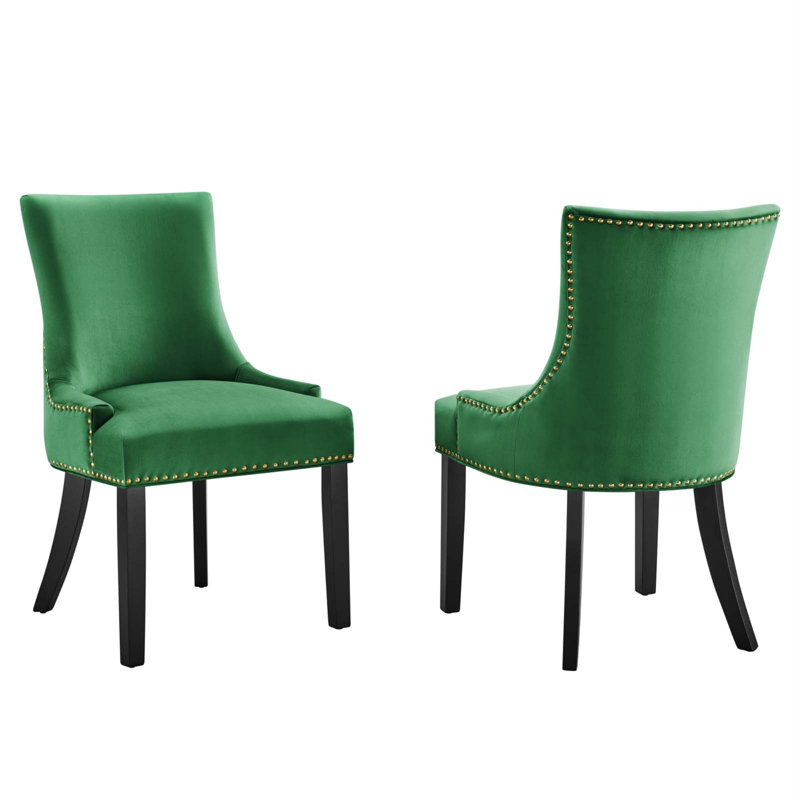 Chaises de salle à manger en velours Marquis Performance - ensemble de 2 par Modway, Émeraude