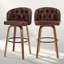 Ensemble de 2 tabourets de bar pivotants rembourrés à hauteur de bar, chaises de bar de cuisine modernes avec dossier large, pieds en bois et têtes de clou-604296112-604296143