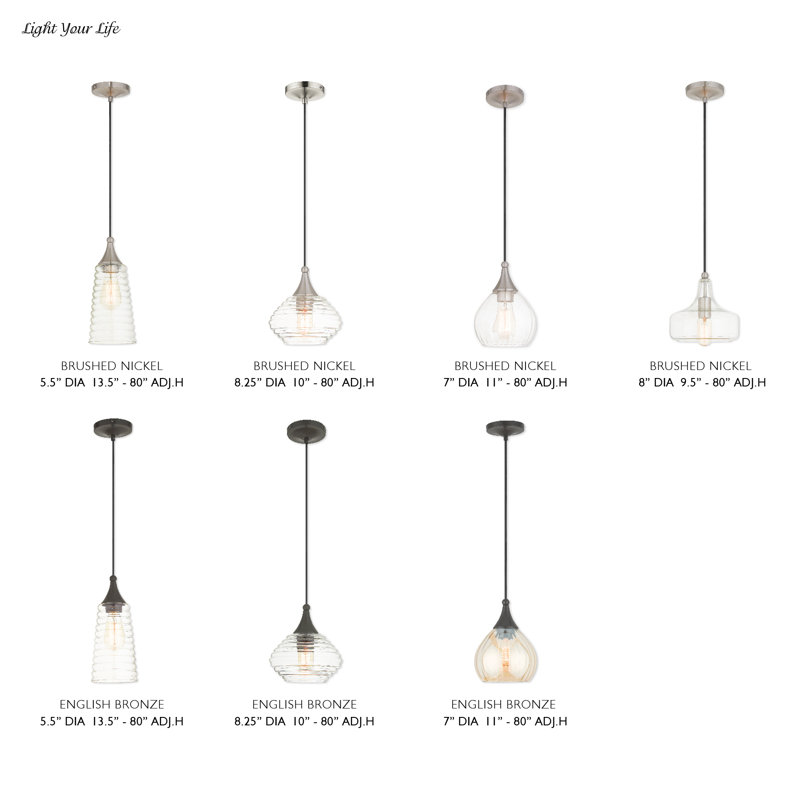Luminaire suspendu conique à 1 lumière Wahl, Nickel brossé