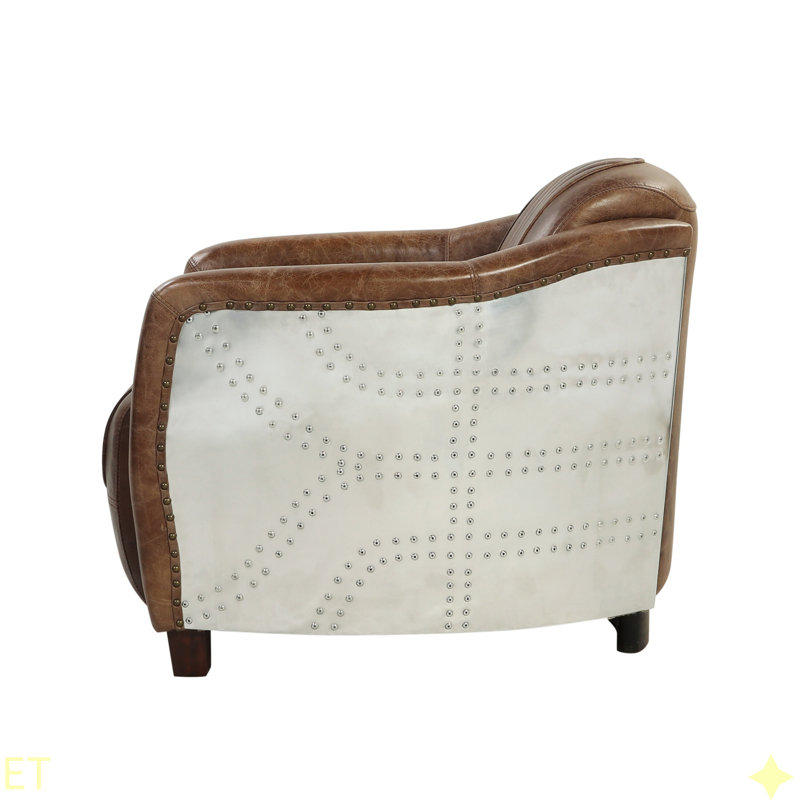 Brancaster Retro Brown Grain Leather & Aluminum Chair