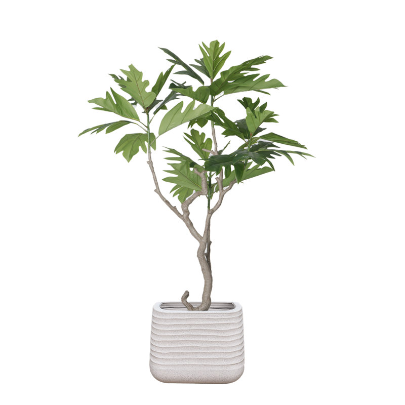 Arbre à pain artificiel 73,57 po en pot, Blanc