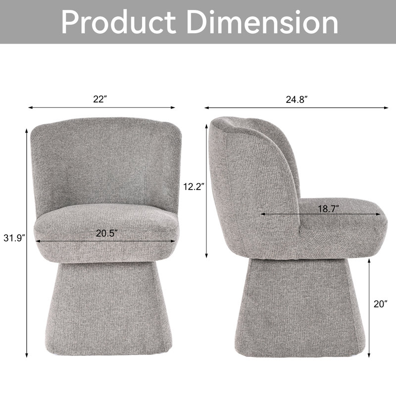  Upholstered Swivel Dining Chair, Gray