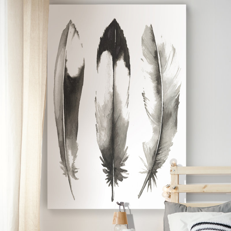 «Watercolor Feathers II», reproduction sur toile, H 12 po x l 8 po x P 1 po, Toile tendue