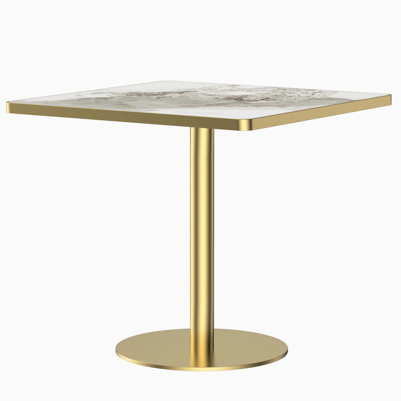 Table carrée bistro moderne tulipe 31,5 pouces avec plateau en faux marbre, facile à assembler, structure en métal robuste