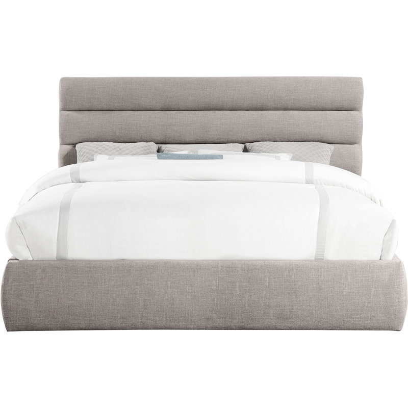 Lit en tissu Adam, Très grand, Taupe Linen Textured Fabric