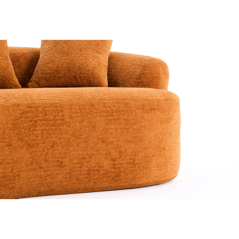 Double Orange Couch, Fabric For Sensitive Skin No Assembly Required 2 In Orange, Quick And Easy Setup