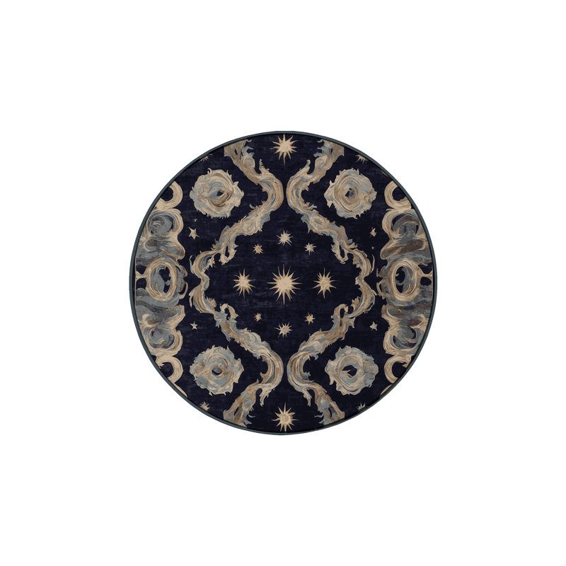 Tapis gris soyeux et moelleux, Rond 5 pi