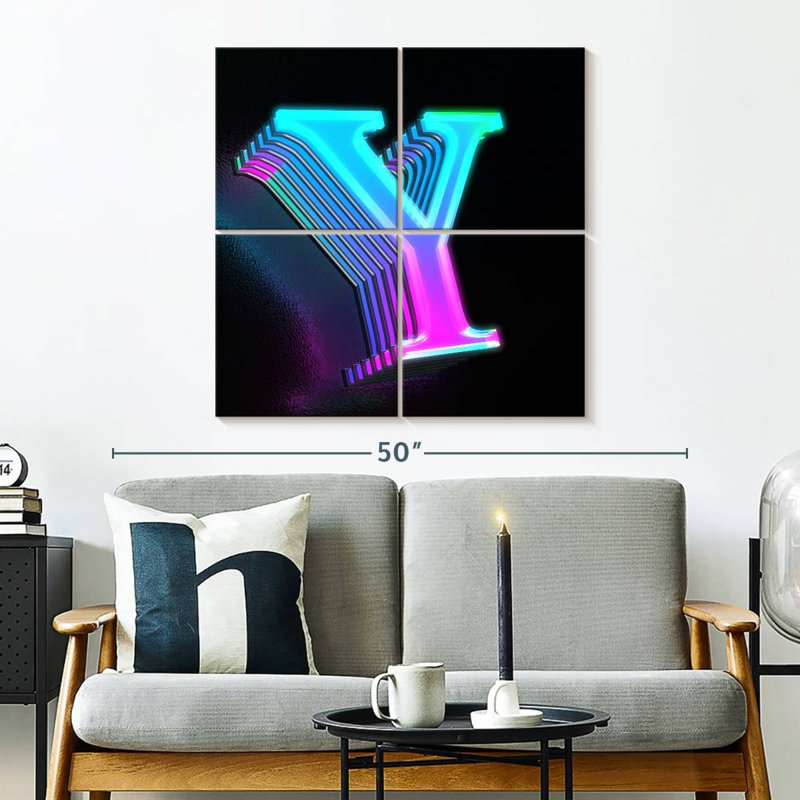 Keiri Futuristic Neon Letter Y, 32" H x 32" W