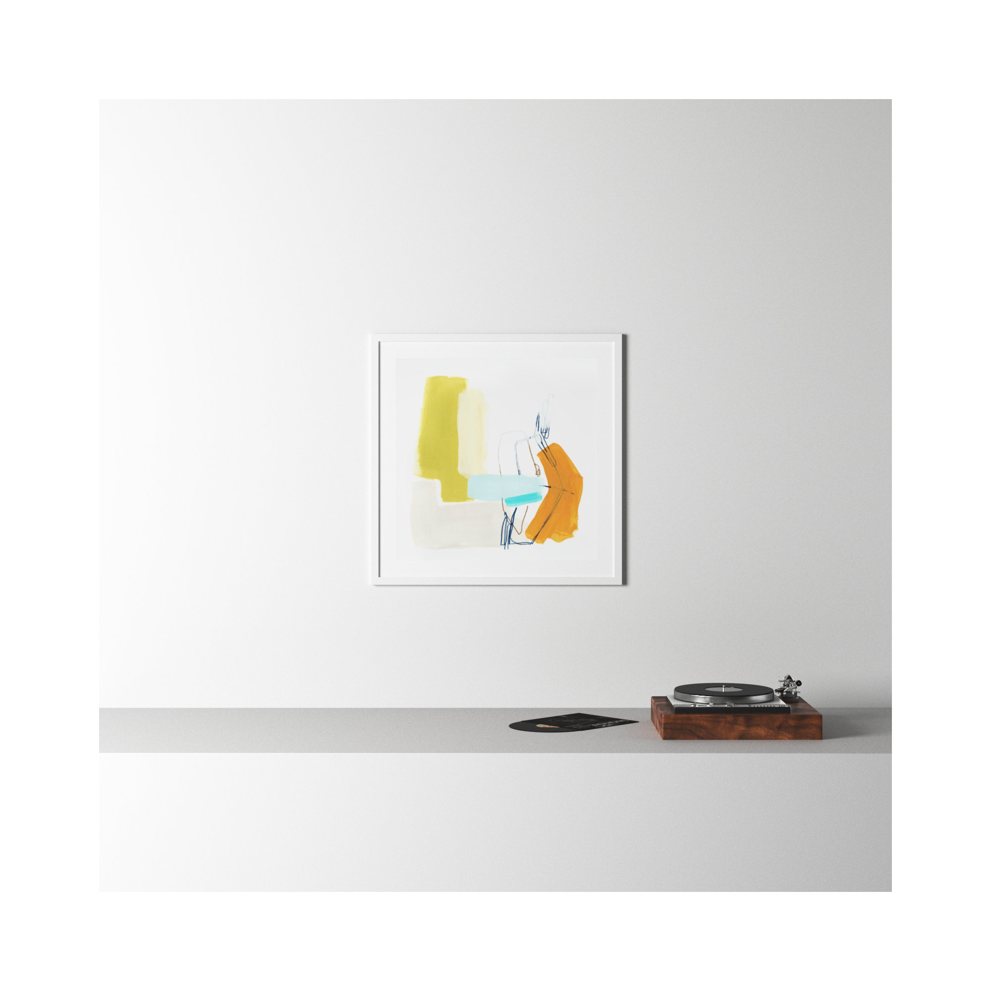 Adagio IV by June Erica Vess, 41.38" H x 41.38" W x 0.88" D, White Framed Paper