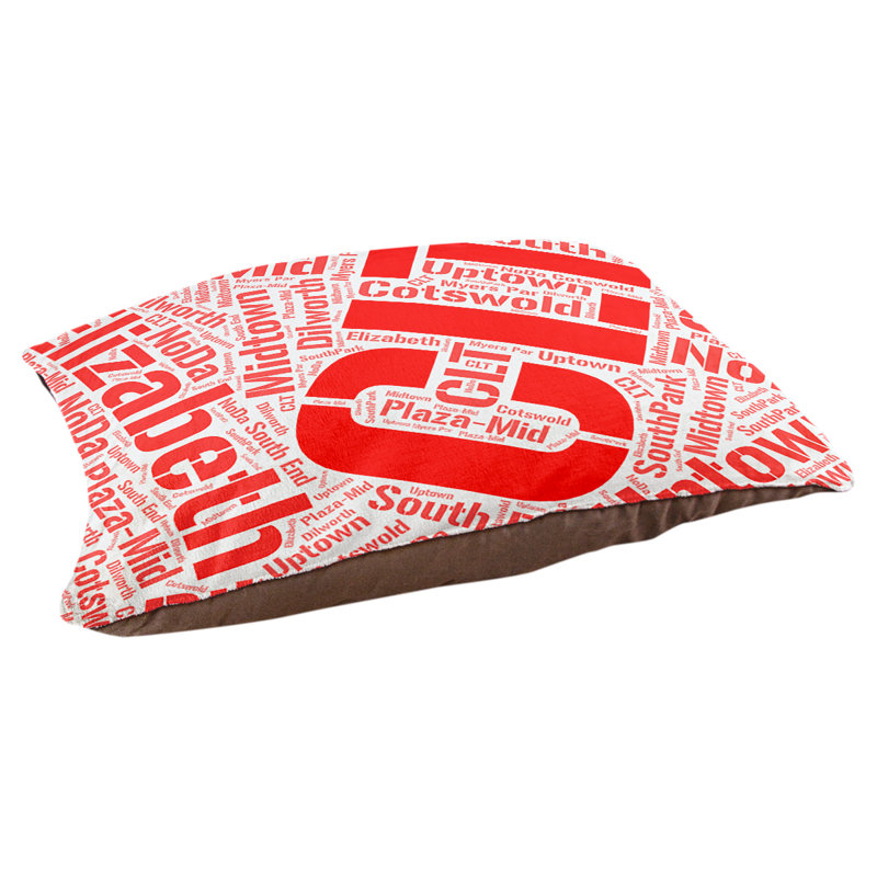 Coussin de chien « districts », Moyen (H 9,5 po x l 28 po x P 18 po), Rouge, Charlotte