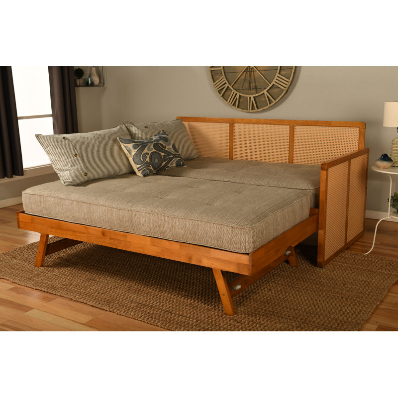 Bruke Daybed with Pop-Up in Honey Includes Mattresses, Taxi Woodsmoke