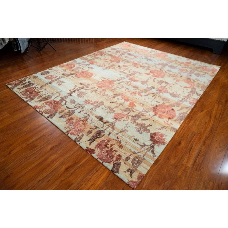 Tapis en soie noué à la main 8 x 10 po Anar
