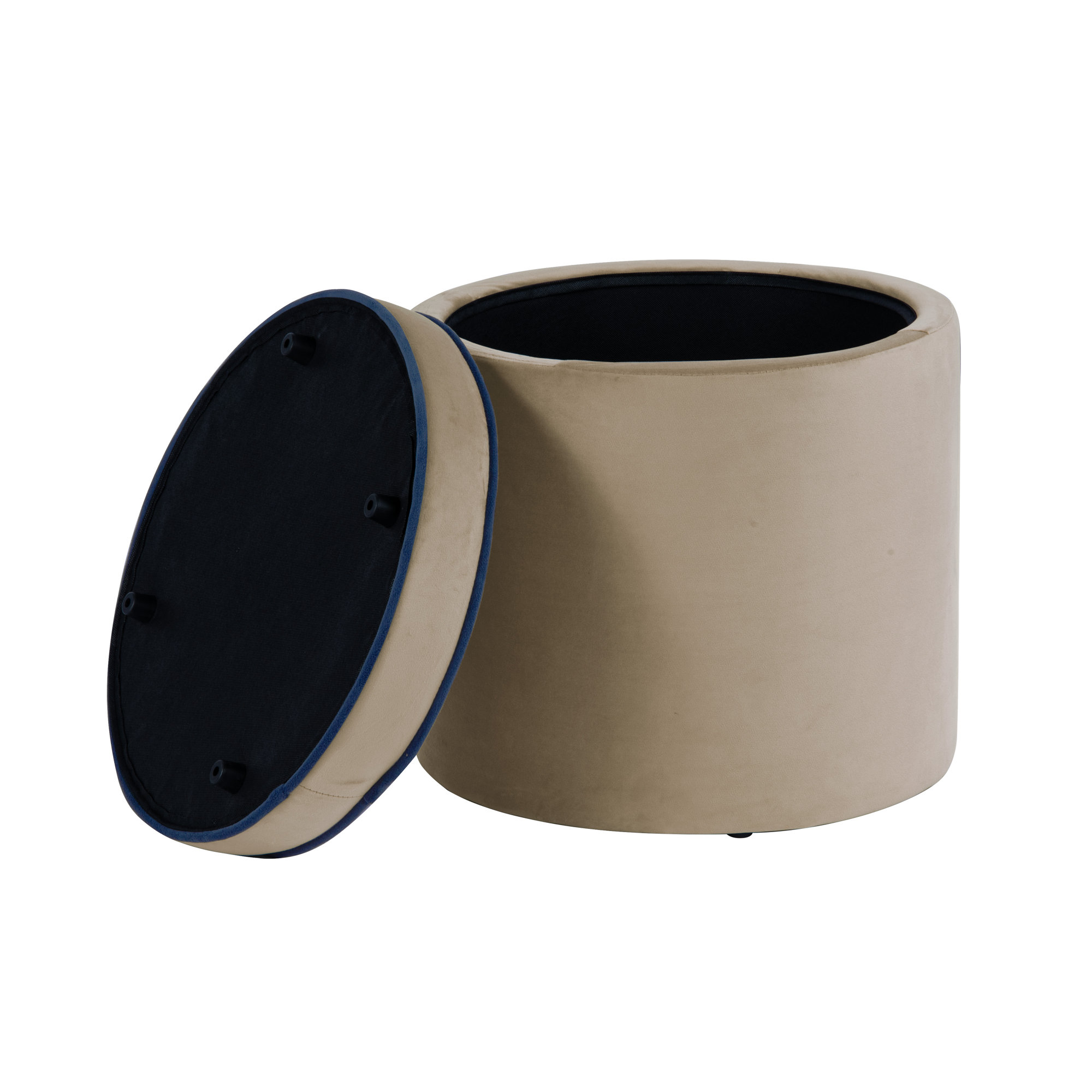  Ava 18" Velvet Storage Ottoman, Tan Velvet