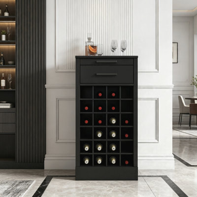 Buffet modulaire noir avec 24 compartiments de rangement pour le salon