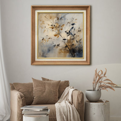 «Neutral Tones Abstract Botanical Branches», reproduction d'art encadrée sur papier