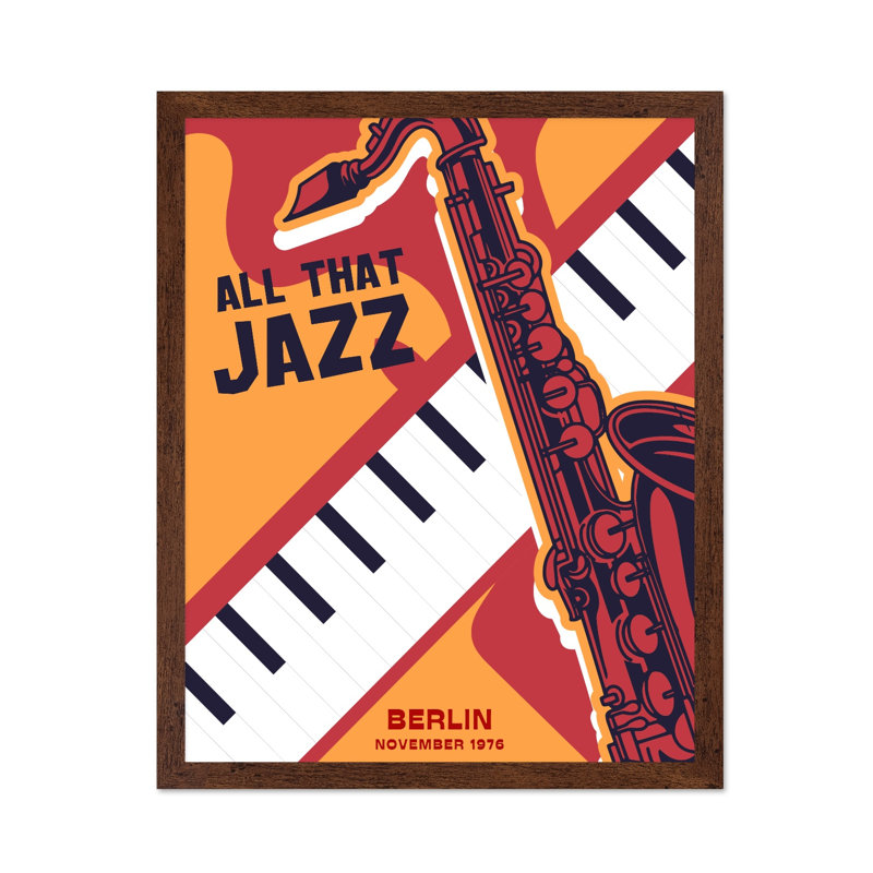 Tout ce qui est dans le jazz, Berlin, novembre 76, 11"H x 14"W, Poster, Brown Framed