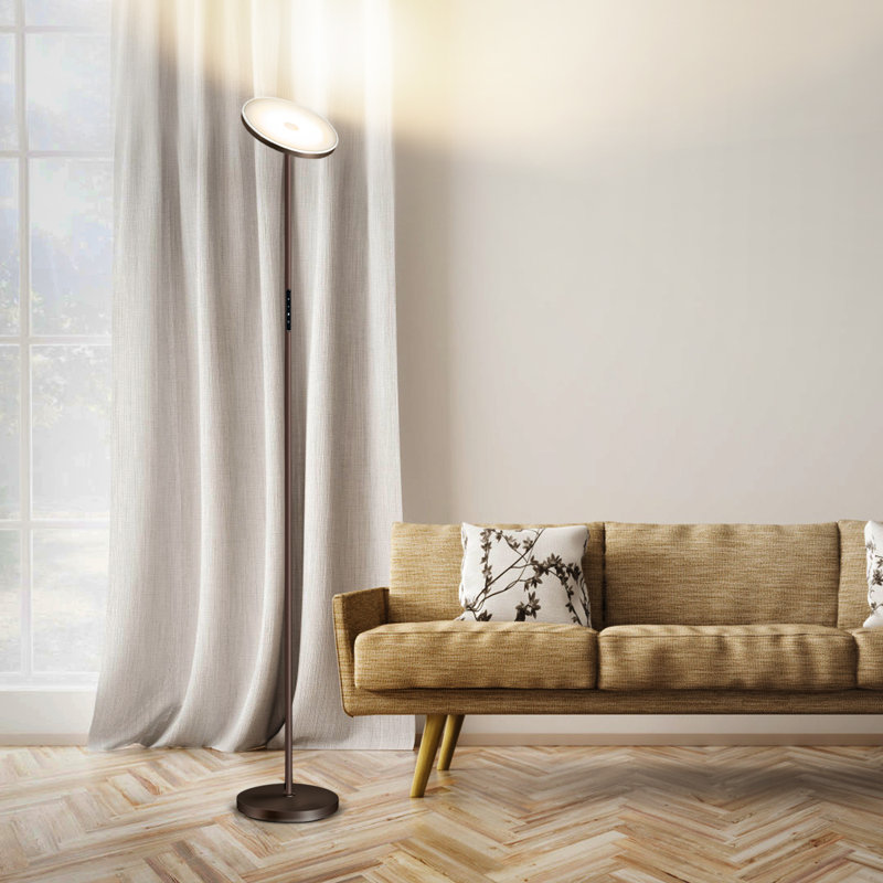 Jernell  LED Dimmable Torchiere Floor Lamp with Remote Control, Bronze