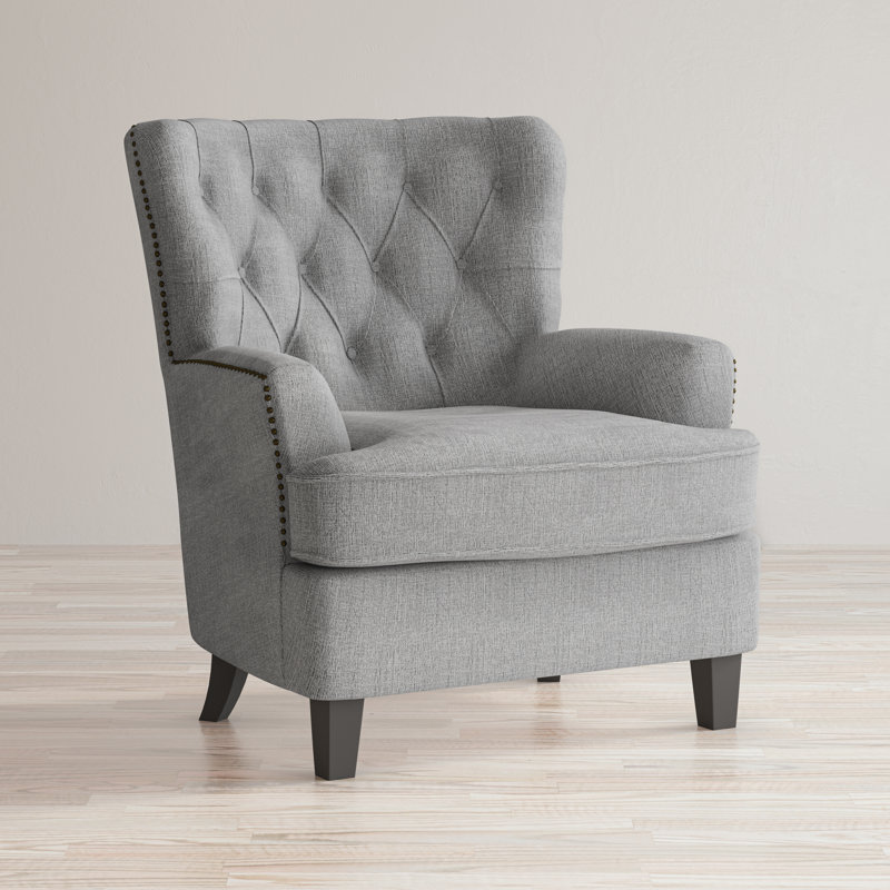 Ines 33" Wide Tufted Polyester Blend Armchair, Ash