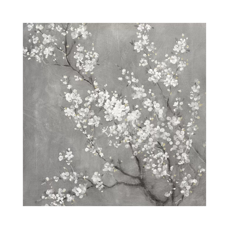 « Cherry Blossoms II on Grey crop » par Danhui nai, reproduction d’art, Toile tendue, Pas de tapis