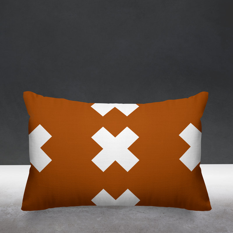 Coussin intérieur / extérieur Luella, 14 po x 20 po, Orange brûlé, Rectangle