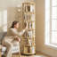 Bibliothèque rotative à 6 niveaux, tour de bibliothèque rotative en bois massif avec roulettes, bibliothèque ronde à 360 ° pour petits espaces, coin, chambre à coucher, salon, maison, bureau-212666850