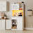 67" LED Kitchen Pantry with Multiple Color Dimmable, 1 Drawer & Large Storage & Countertop