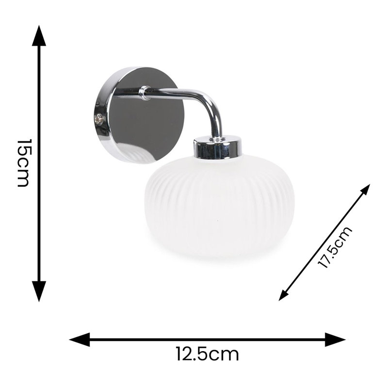 Redvers Glass Armed Sconce, Chrome, No