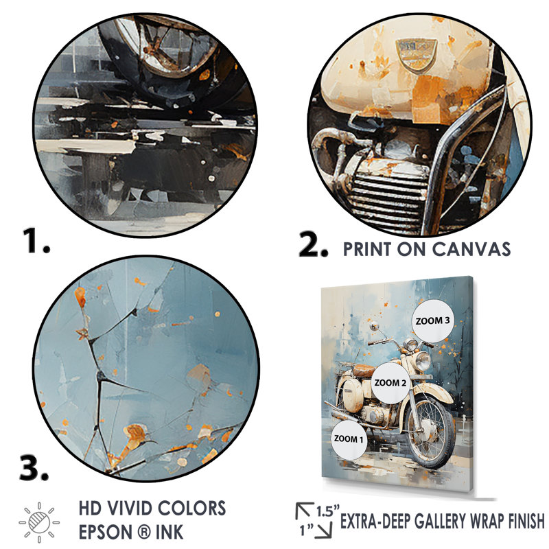 Classic Vintage Scooter I sur impression sur toile, H 40 po x l 30 po x P 1,5 po, Cadre flottant noir