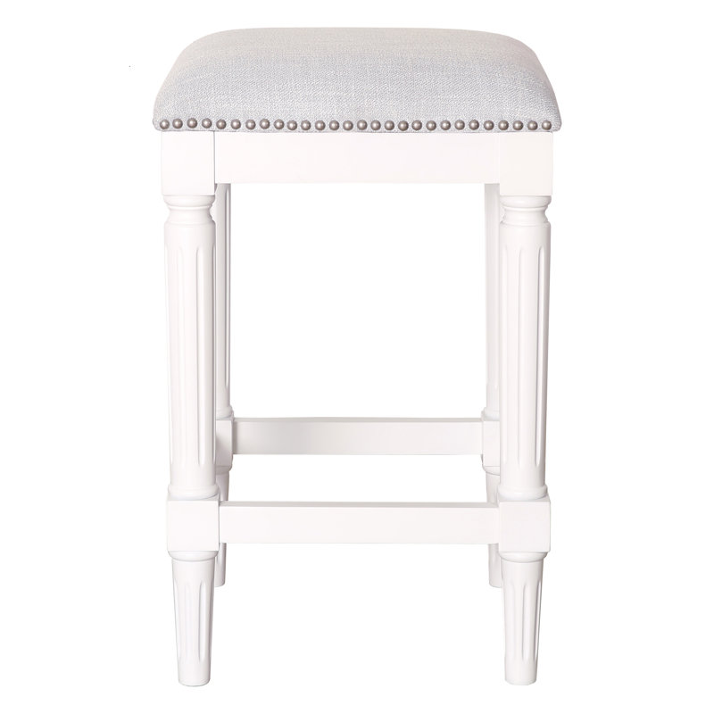Tabouret de bar et de comptoir Bertia, Gris / blanc campagnard, Tabouret de comptoir (siège d'une hauteur de 25,7