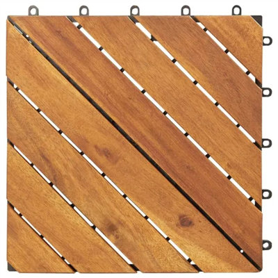 Revêtement de sol en bois d'acacia, paquet de 10, 12 po X 12 po