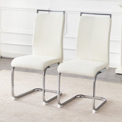 Modern Dining Chairs - Luxurious Fabric Upholstered Seats with Sturdy Metal Legs