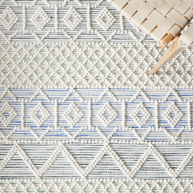 Aldeline 875 Area Rug In Ivory / Light Blue, Square 6'