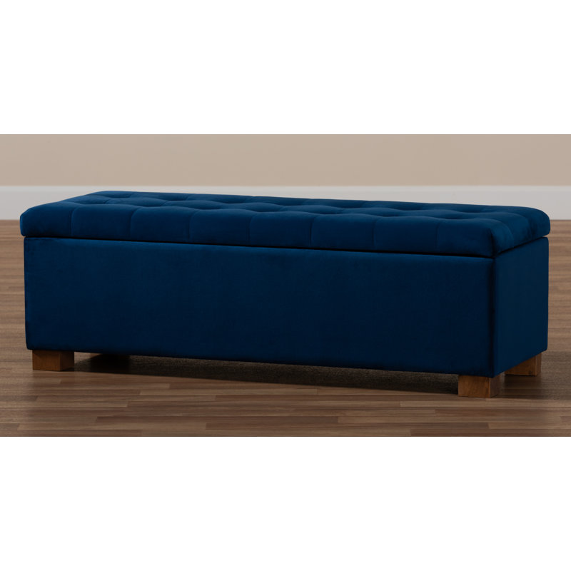 Mesina Upholstered Ottoman, Navy Blue