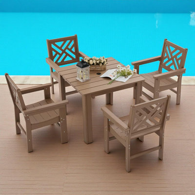 5 Piece Hdpe Outdoor Dining Set For 4 With Square Table (5 Piece Square Set)
