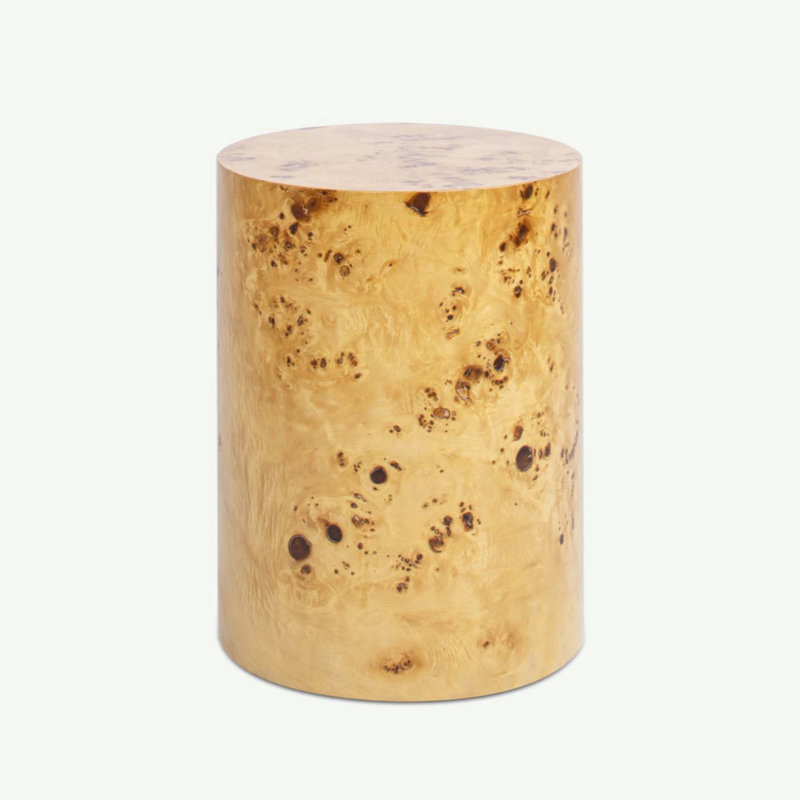 Table d'appoint décorative 20 po, bois de ronce brun naturel chaleureux