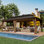 24 pi L 12 pi. D Pavillon de jardin à toit rigide avec filet et rideaux, pavillon de jardin en aluminium à transfert de chaleur extérieur