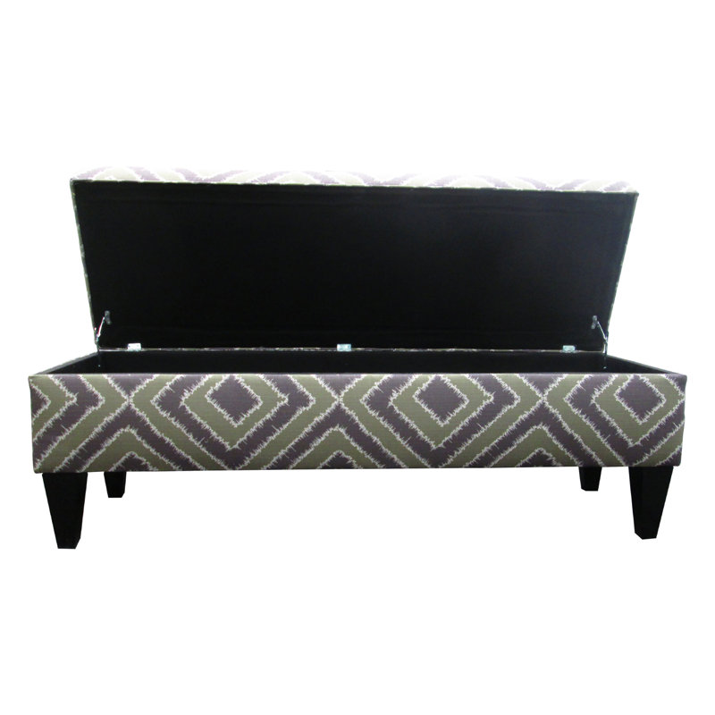 Regis Upholstered Storage Bench, Nouveau Amethyst/Geometric