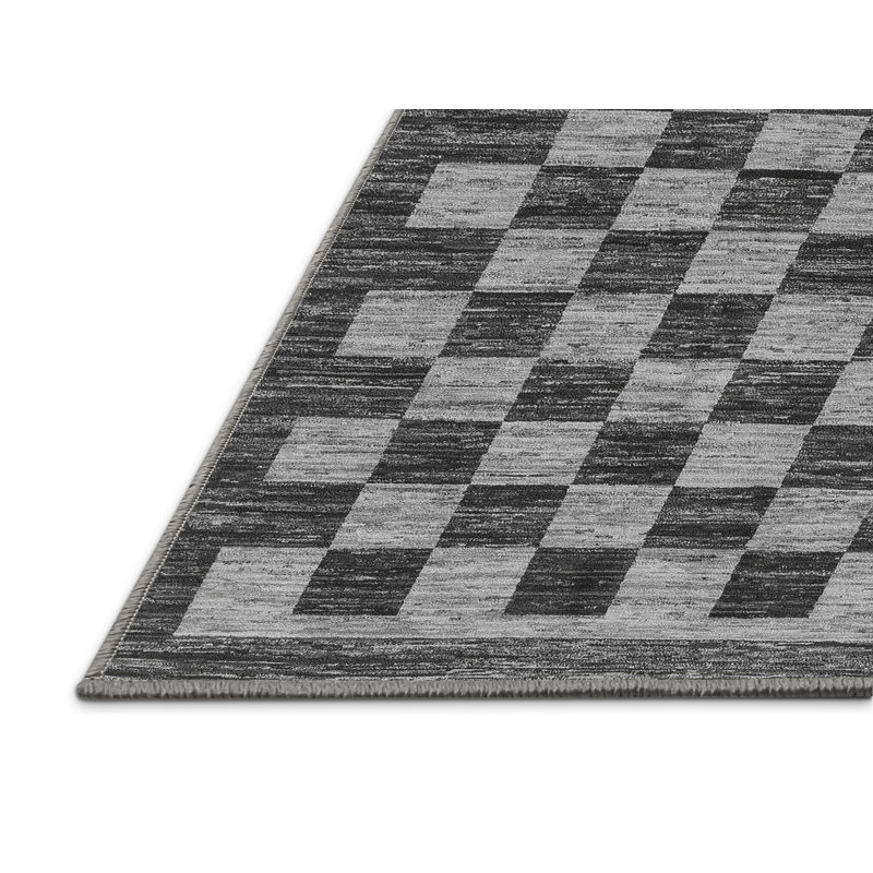 Tapis tissé à la machine gris / noir Weta, Rectangle 4 pi x 6 pi